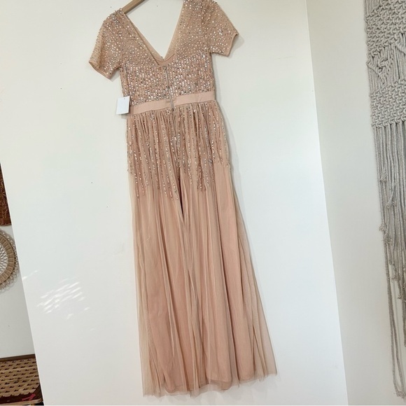 Maya Deluxe Maternity Mesh All Over Scattered Sequin Dress in Soft Peach sz 4 - Picture 6 of 9